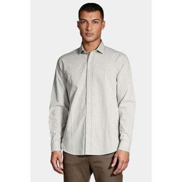 Imagem de Camisa Aramis Manga Longa Regular Algodão Branco Com Verde-Masculino