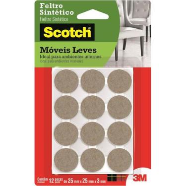 Imagem de Feltro Sintético para Móveis Leves 3M Scotch Redondo Marrom Pequeno