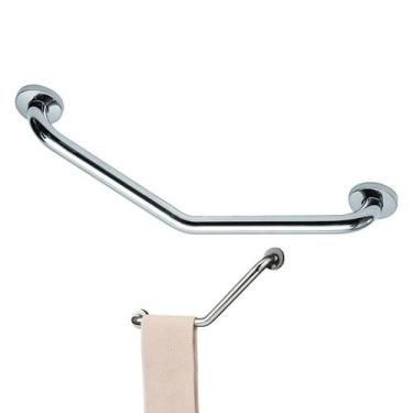 Imagem de Barra Alça Apoio Angular 25x25cm Aço Inox Pcd Acesasibilidade Gestante