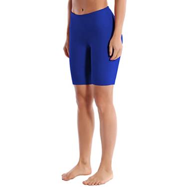 Imagem de BUBBLELIME Shorts de ioga com bolsos básicos/externos de 20 cm para mulheres, controle de barriga, absorção de umidade, corrida e treino, Compressão básica de 20,32 cm - azul-marinho, X-Small