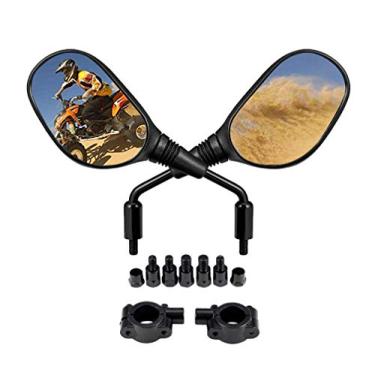 Imagem de Motobiker Espelhos ATV Espelhos de motocicleta, ajuste tipo bola de 360 graus, suporte de guidão de 7/20.3 cm, parafuso rosqueado de 8 mm 10 mm compatível com motocicleta, scooter, ciclomotor Polaris