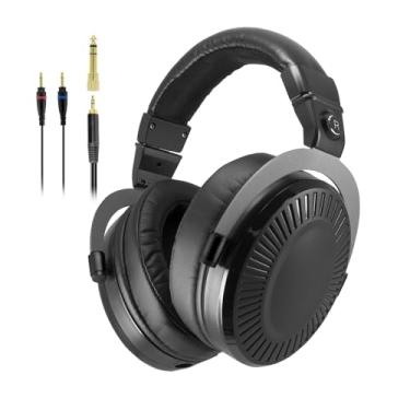 Imagem de Yo-Tronics YTH-880 Fones de ouvido com fio, monitor de estúdio de alta resolução, driver de 50 mm, conector de áudio com fio de 3,5/6,3 mm com cabo de 3 metros para gravação de computador, streaming