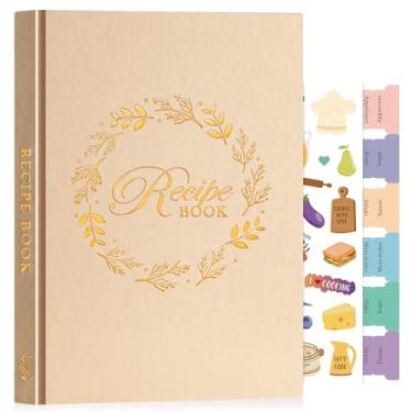 Imagem de Lanpn Caderno de receitas em branco B5 para escrever em suas próprias receitas, capa de couro, impermeável, vazio, caderno de culinária para 70 receitas, livro de receitas com adesivos para organizar