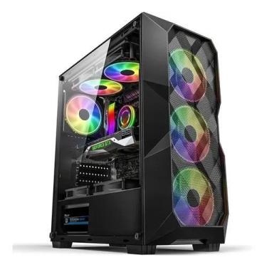 Imagem de Gabinete Gamer + 3 Fans Cooler, Argb C/ Lateral Em Vidro - hayom