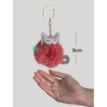 Imagem de Chaveiro Gato Pompom Fofo Macio Pingente Bolsa Mochila 9cm - Becky, Ro