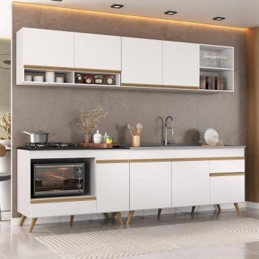 Imagem de Armário de Cozinha Modulada Compacta 4 Pçs com Balcão para Cooktop Veneza Multimóveis MP2261