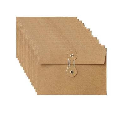 Imagem de Envelope vintage de papel kraft de 250 g/m², bolsos a granel com fecho de botão e cordão para festa de casamento, cartões comemorativos, cartão postal, convites de 17 x 11,4 cm - marrom (20)