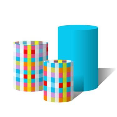 Imagem de Trio Capas Para Cilindro Versátil Festa Junina Arraiá Azul C/ Elástico