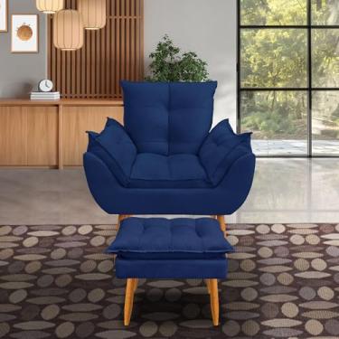 Imagem de kit 1 poltrona Emily +puff descanso para os pés (azul marinho)