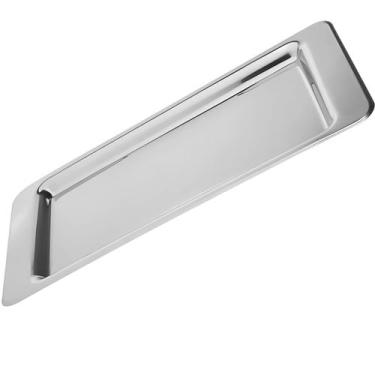 Imagem de Bandeja Retangular Aço Inox Brinox 32X15,5 Servir Decorativa, Prata