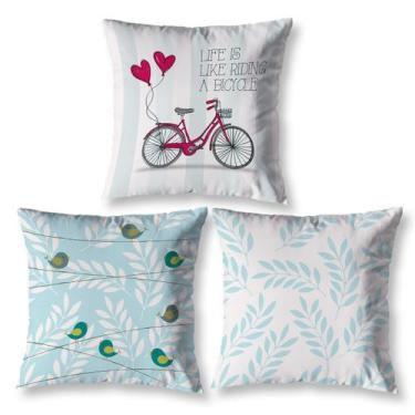 Imagem de Kit 3 Almofadas Cheias 40cm x 40cm Decorativas Estampadas Digital Colo