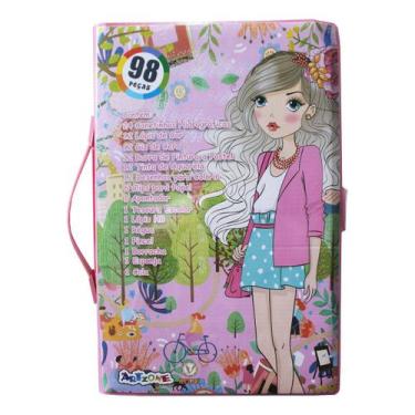 Imagem de Kit Infantil Estojo Maleta De Pintura 98 Peças Para Meninas - Artzone,