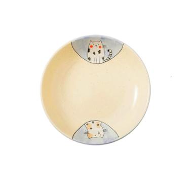 Imagem de Prato de cerâmica criativo de desenho animado japonês minimalista para casa - prato de arroz de 20 cm (casal de gatos)