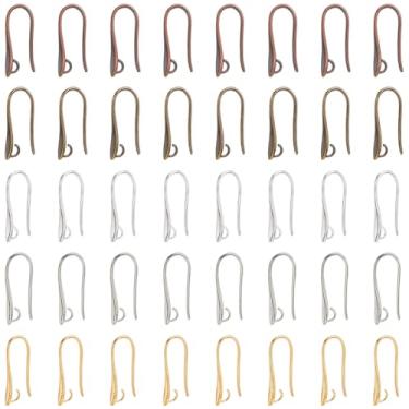 Imagem de SOFPLATE 1 caixa, 60 peças, 5 cores, ganchos franceses, hipoalergênicos, ganchos de anzol, fios para brincos com furo de 2 mm, achados longos para fazer joias, acessórios DIY 0,8 x 0,3 polegadas