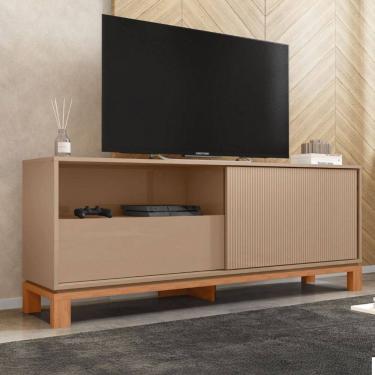 Imagem de Rack para TV Até 55 Polegadas Mondrian 1 Porta 1 Gaveta Ripado 3d Sued/Freijó - Caemmun