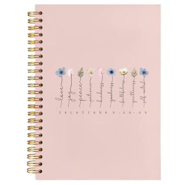 Imagem de BearCake Caderno floral floral Fruit of the Spirit, Bíblia 5:22-23, presentes cristãos para mulheres, cadernos bíblicos para anotações, caderno bíblico, caderno espiral 14 x 21 cm rosa