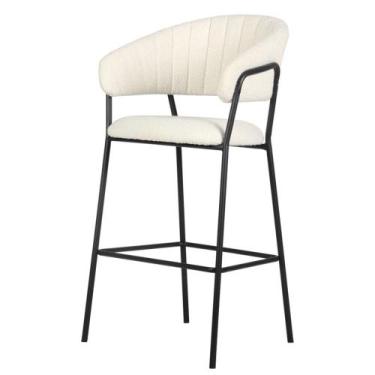 Imagem de Banqueta Alta Mara Rivatti 107,50 cm (Altura) Estofado em Bouclé Off W