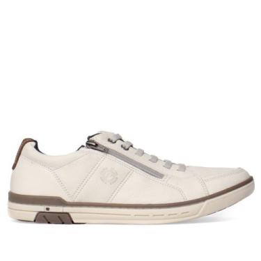 Imagem de Sapatênis Masculino Pegada Couro Calce Fácil Off White/Cinza, Off whit