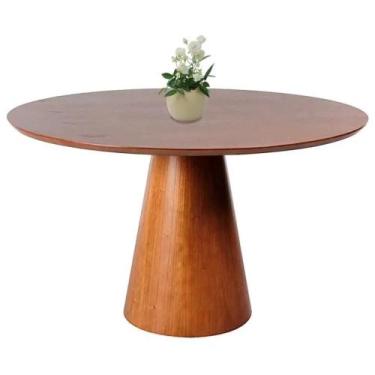 Imagem de Mesa de Jantar Cone Base Mel Tampo Redondo 90cm Laminado **SOMENTE A M