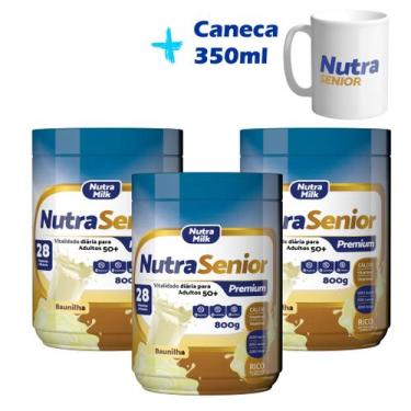 Imagem de kit 3 Nutra Senior Adulto 50+ 800g linha Premium ZERO LACTOSE + Brinde