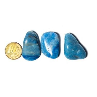 Imagem de 03 Quartzo Azul Rolado Natural Pedra G 30 a 45mm Tipo A - CristaisdeCu
