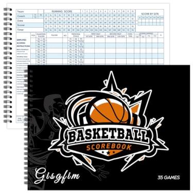 Imagem de gisgfim Livro de pontuação de basquete Livro de rastreamento de 35 jogos unissex Coach Árbitro Scorebooks League Sport Game Side by Side Score Books for High Middle School Little League (2 peças)