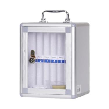 Imagem de AsrMyjcx Armário de Armazenamento de Telefone Caixa de Bloqueio Porta Transparente Liga de Alumínio Escritório Reunião Dormitório Resistente Smartphone Armazen, 12 slots