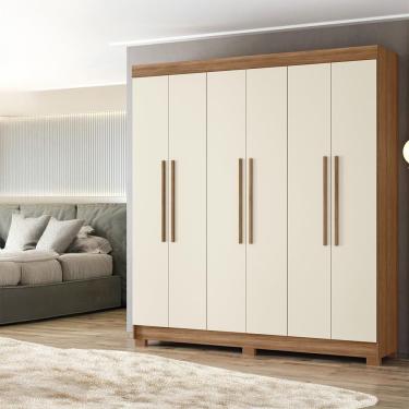 Imagem de Guarda-Roupa Casal Santos Andirá Toledo com 6 Portas, 2 Gavetas e 5 Prateleiras - 194,4cm de largura