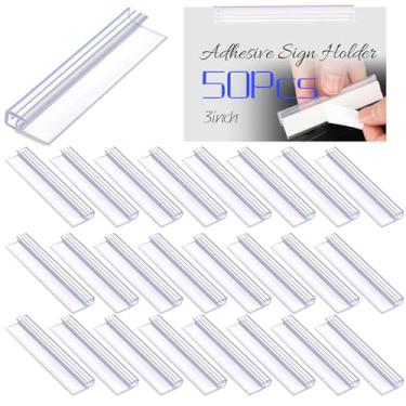 Imagem de Fulmoon 50 peças de porta-etiquetas autoadesivas, 7,5 x 9,5 cm, bolsos para cartão com gaveta de plástico transparente aberta na parte superior, caixotes de armazenamento de arquivos, porta-etiquetas