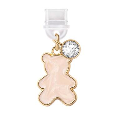 Imagem de ELISE & FONDA Porta de carregamento tipo C TP718 plugue antipoeira pequeno urso de pelúcia pingente de celular para iPhone 15/16/Samsung/OnePlus/Xiaomi/oppo telefones Android (rosa)