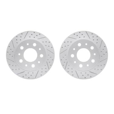 Imagem de Dynamic Friction Company Freios traseiros e rotores | Rotores de freio com fenda perfurada| Rotores de freio a disco traseiro| Serve para Ram ProMaster 2500 2014-2021, ProMaster 3500