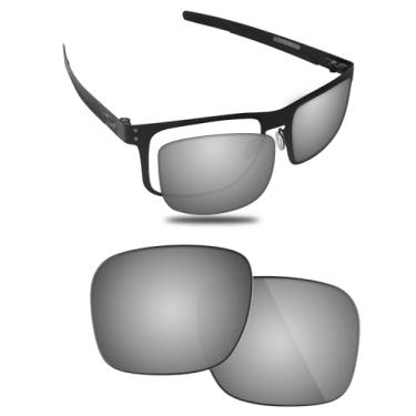 Imagem de Fiskr Lentes polarizadas de substituição compatíveis com óculos de sol Oakley Holbrook Metal OO4123 55 mm, resistente a impactos e ajuste perfeito - prata metálica