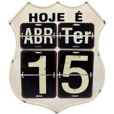 Imagem de Calendário Americano Route Em Metal Branco Vintage Flip 40cm