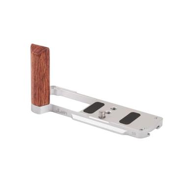 Imagem de FocusFoto Placa de liberação rápida de cabo de madeira em forma de L para câmera Panasonic Lumix S9 - Alça de mão estilo retrô, suporte de tripé compatível com Arca Swiss, placa de base de liga de