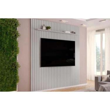 Imagem de Painel Home p/ TV até 85 Pol Pratic Ripado c/ 1 Prateleira 250x240cm B