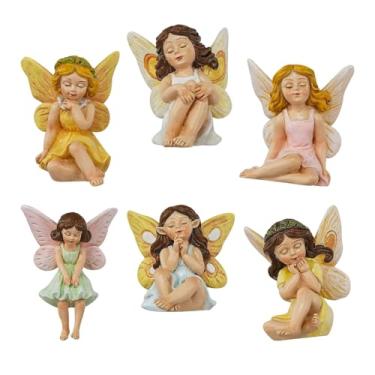 Imagem de Bothyi 6 peças de acessórios para jardim de fadas, miniaturas de, adoráveis ​​figuras de mesa, estátuas de meninas para quintal, família, amigos e