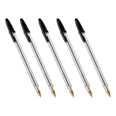 Imagem de Caneta Bic Crista 1.0 Média Preta Kit 5, Caneta