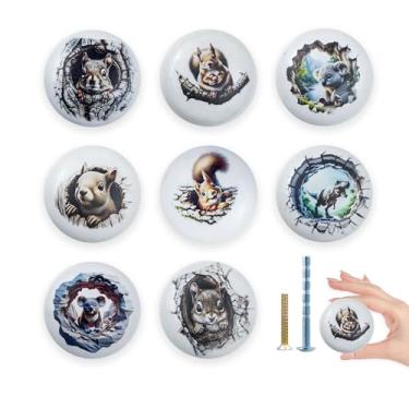 Imagem de Lasyman Puxador de armário redondo de cerâmica de 3,8 cm, 8 peças, decorativo, infantil, berçário, selva, animal, dinossauro, urso, armário, cômoda, gaveta, puxadores