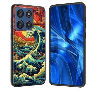 Imagem de JHYYTUJTYP Capa para Moto Edge 2025, [Teste de queda de grau militar] Capa protetora resistente à prova de choque resistente para Motorola Moto Edge 2025, ondas japonesas retrô