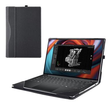 Imagem de RUNMEIJIA Capa para laptop Dell Precision 5490/5480/5470 35.6 cm [não funciona com outros modelos Dell] Capa removível para notebook de couro PU .2 em 1 (preto)