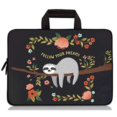 Imagem de RUYIDAY Bolsa para laptop de 14 15 15,4 15,6 polegadas, capa protetora para computador, bolsa para notebook, capa de neoprene, viagem macia, para Dell, Lenovo, Toshiba, HP, Chromebook, ASUS Acer (Sloth)
