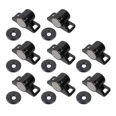 Imagem de Crapyt 8 peças de batente de porta, sucção magnética de liga de zinco, contas de toque de sucção magnética espessas pretas, cunha anticolisão sólida para armário, porta de guarda-roupa, porta