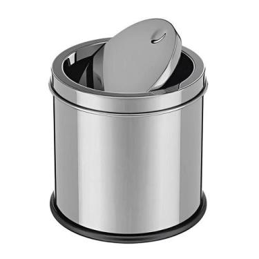 Imagem de Lixeira em inox basculante 3 litros cesto de lixo luxo pia cozinha ban