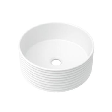 Imagem de Cuba de Apoio Slim Redonda Sem Válvula para Banheiro Louça Cerâmica 38cm Labradorita Pingoo.casa - Branco