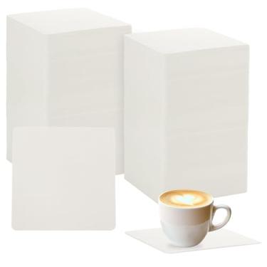 Imagem de LOYORTY Porta-copos quadrados de papel 300 peças, porta-copos de papel para bebidas, porta-copos de papelão branco de 10 cm para bebidas, artesanato faça você mesmo, casamento