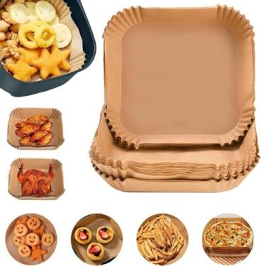 Imagem de Forro de papel descartável Air Fryer, 100 peças, forros descartáveis antiaderentes, papel de cozimento para fritadeira a ar, à prova de óleo, à prova de água, grau alimentício para assar no