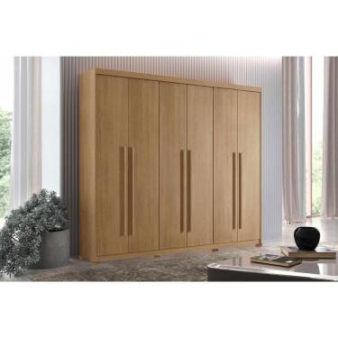 Imagem de Guarda Roupa Casal 6 Portas (4 Frisadas) e 2 Gavetas c/ Pés Hawaii Naturale/Off White - Rufato