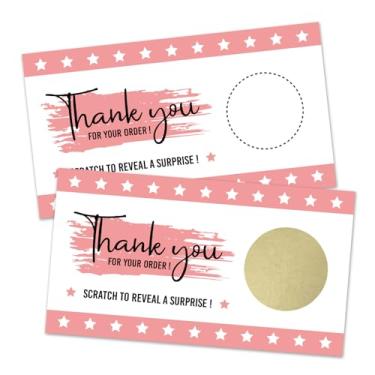 Imagem de 209REWIDPARTY 50 peças Revelam uma surpresa cartões de raspar em branco, obrigado pelo seu pedido de bilhetes de raspadinha, vales-presente de agradecimento do cliente, suprimentos de Natal e