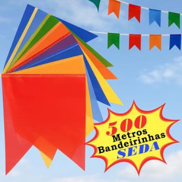 Imagem de Bandeirinhas de Festa Junina Seda 500 Metros Decoração Julina São João