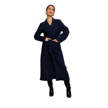 Imagem de Sobretudo Feminino Max longo Social SBT-005 - HBD, Azul marinho, M